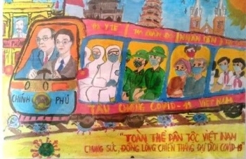 “Vietnamese train pushes back COVID-19” wins prize in child’s painting contest