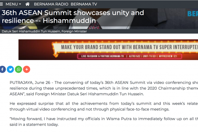 36th ASEAN Summit showcases unity and resilience, Malaysian FM says