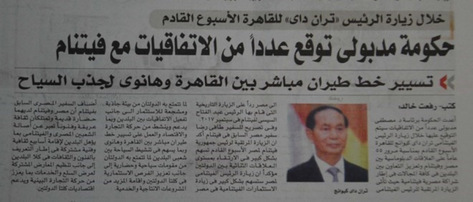 egyptian newspaper spotlights cooperation prospect with vietnam