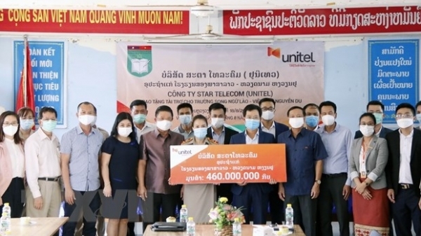 Unitel helps Nguyen Du bilingual school in Laos improve quality