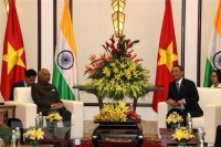 party leader president chairs welcome ceremony for indian president