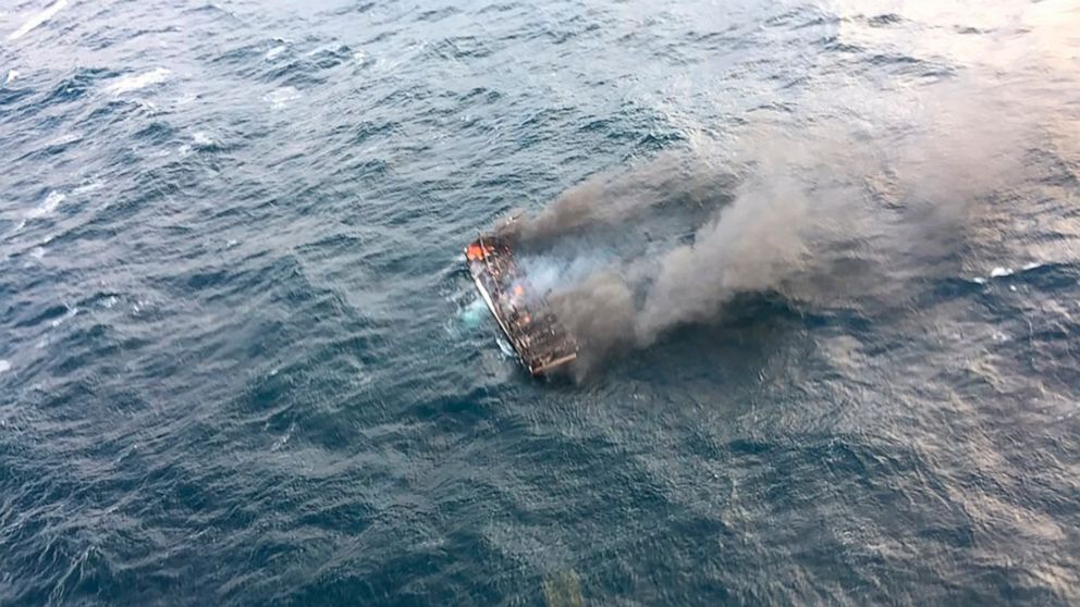 six vietnamese fishermen missing in boat fire offshore roks island