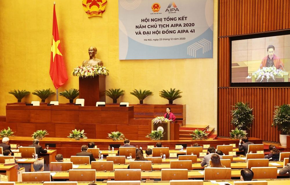 National Assembly Chairwoman Nguyen Thi Kim Ngan speaks at the conference (Source: VNA)