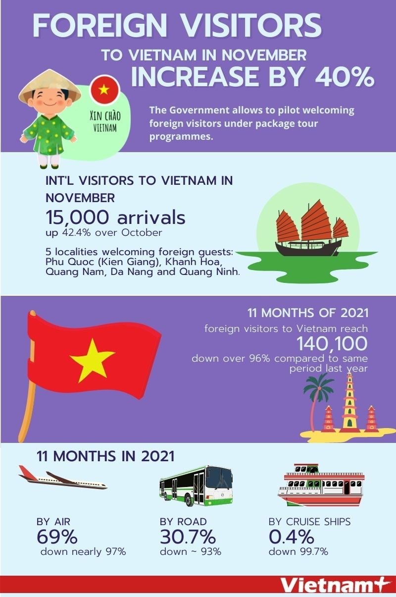 Foreign tourists to Viet Nam up over 40 percent in November