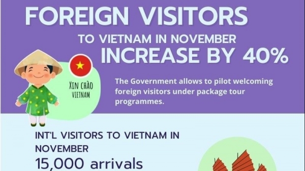 Foreign tourists to Viet Nam up over 40 percent in November