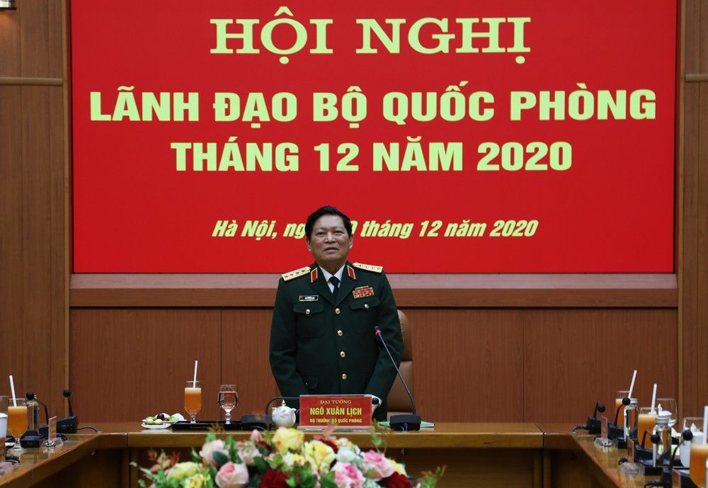 Đại tướng Ngô Xuân Lịch chủ trì Hội nghị Lãnh đạo Bộ Quốc phòng tháng 12/2020.