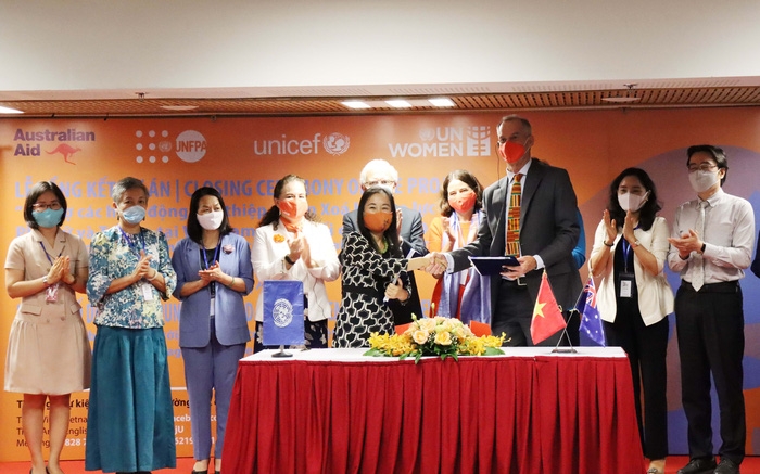 Lễ ký kết dự án “Xóa bỏ bạo lực đối với phụ nữ và trẻ em ở Việt Nam giai đoạn 2021-2025”, ngày 24/5. (Nguồn: UN Women)