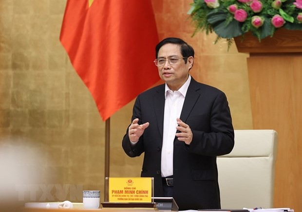 Thủ tướng Phạm Minh Chính chủ trì sơ kết công tác phòng, chống dịch COVID-19 trong đợt bùng phát lần thứ 4. (Nguồn: TTXVN)