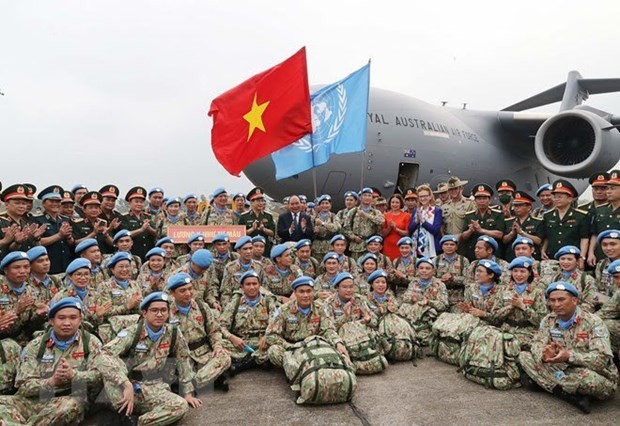 Vietnamese officers before departing for UN peacekeeping mission. (Source: VNA)