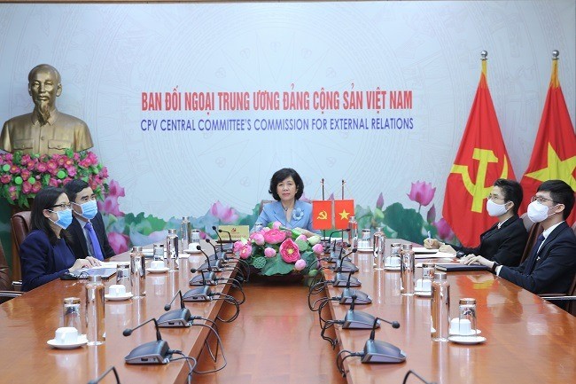 Đoàn đại biểu Đảng Cộng sản Việt Nam, do bà Nguyễn Thị Hoàng Vân, Phó Trưởng Ban Đối ngoại Trung ương làm Trưởng đoàn, dự cuộc họp lần thứ 36 của Uỷ ban thường trực ICAPP, ngày 3/9/2021. (Ảnh: DLH)