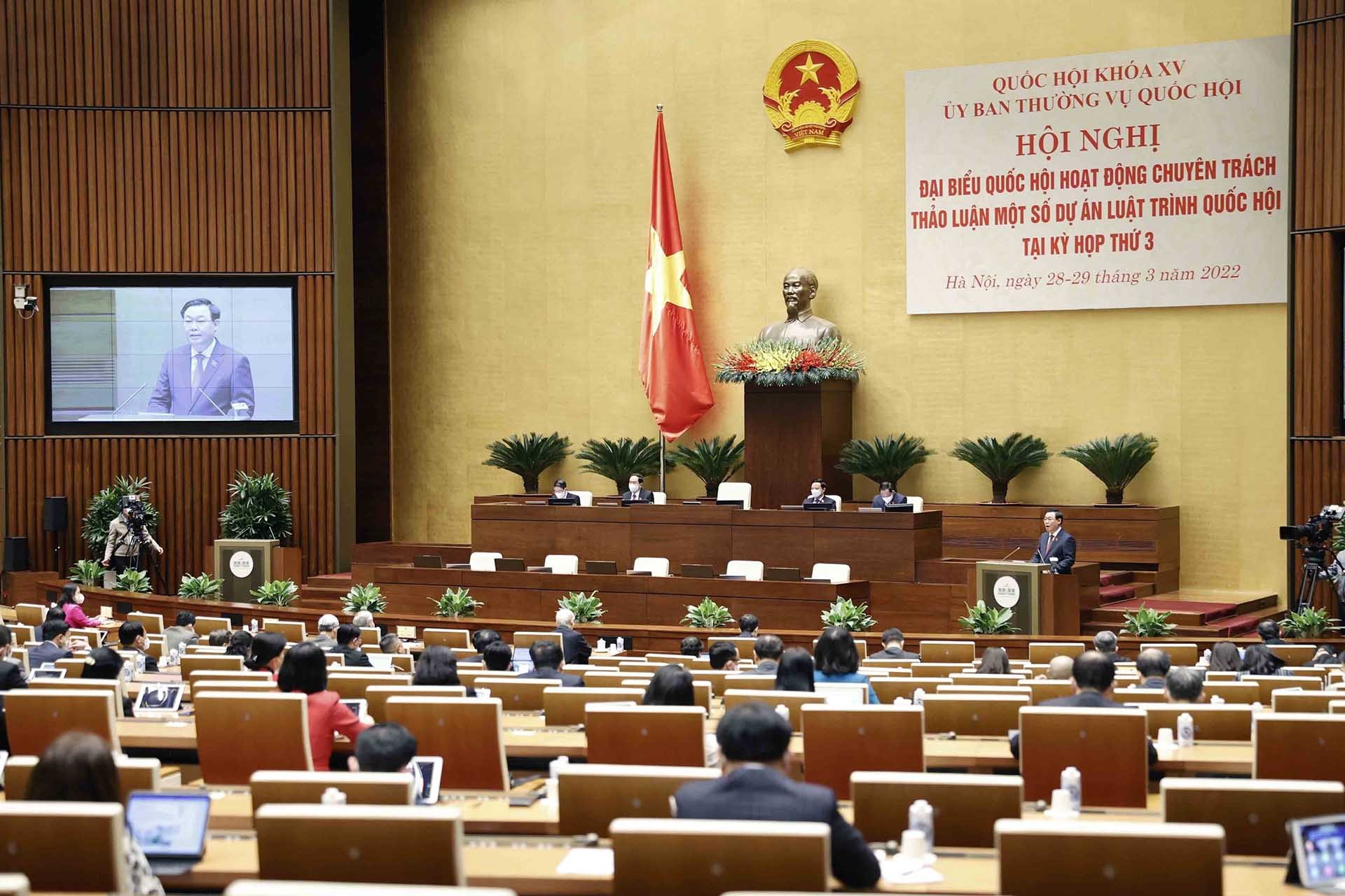 Chủ tịch Quốc hội Vương Đình Huệ phát biểu khai mạc Hội nghị. (Nguồn:  TTXVN)