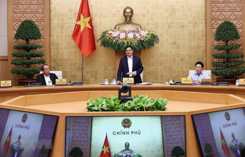 Thủ tướng Phạm Minh Chính phát biểu kết luận phiên họp. (Nguồn: TTXVN)