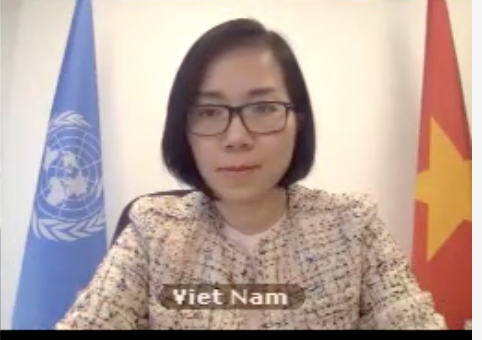 Tham tán Công sứ Nguyễn Phương Trà, Phó Trưởng Phái đoàn đại diện thường trực Việt Nam tại Liên hợp quốc phát biểu tại cuộc họp.