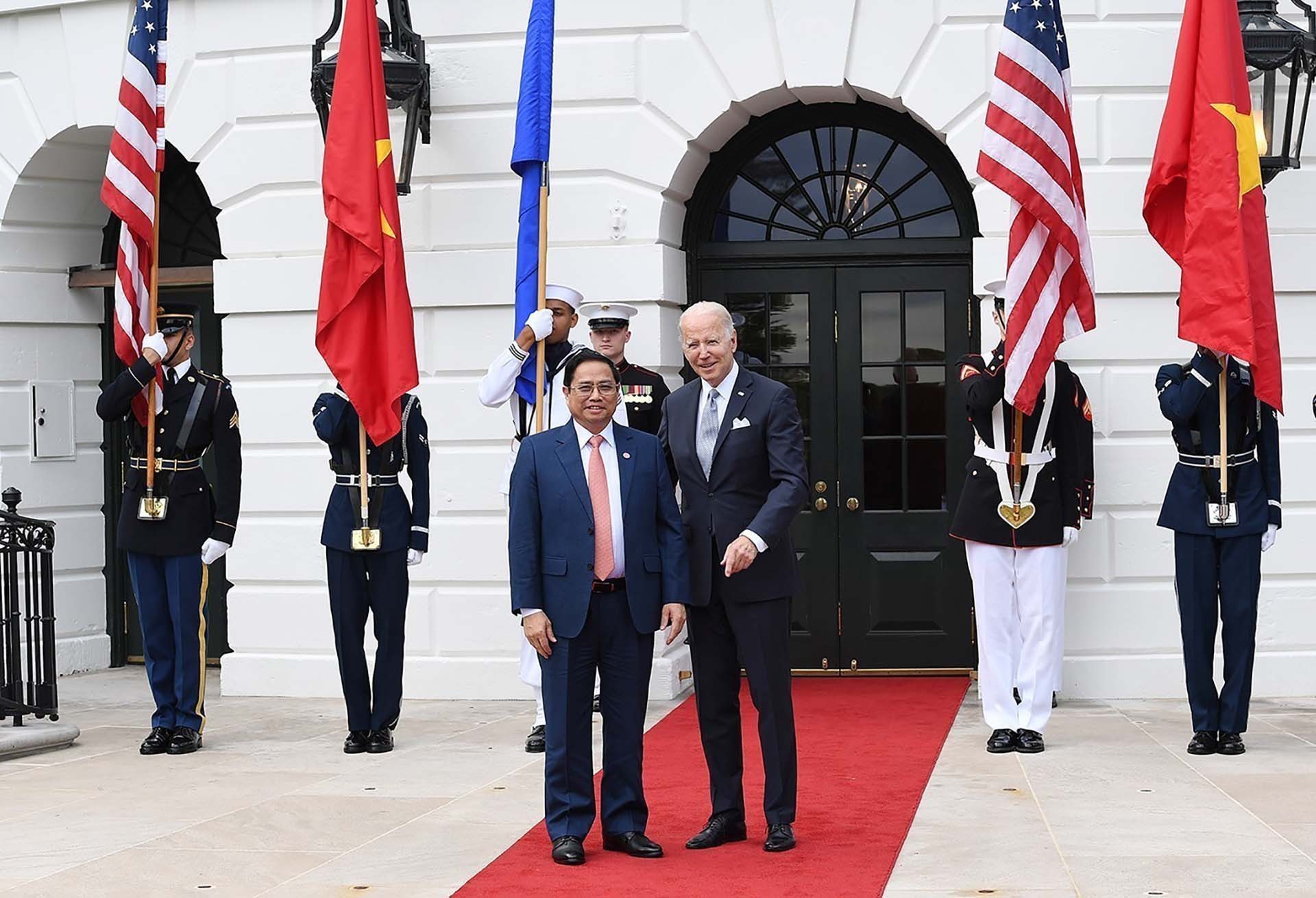 Tổng thống Hoa Kỳ Joseph Robinette Biden Jr. và Thủ tướng Phạm Minh Chính. (Nguồn: TTXVN)