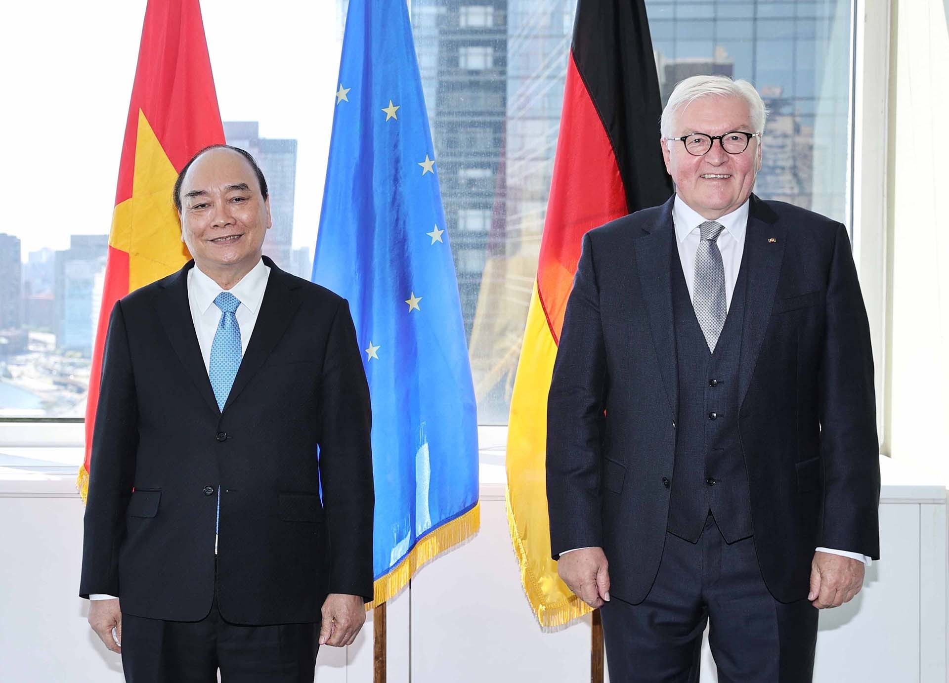 Chủ tịch nước Nguyễn Xuân Phúc và Tổng thống Đức Frank-Walter Steinmeier. (Nguồn: TTXVN)