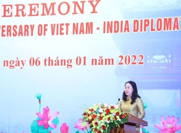 Vice President Vo Thi Anh Xuan speaks at the event. (Photo: VNA)Viet Nam, India celebrate 50th anniversary of diplomatic ties