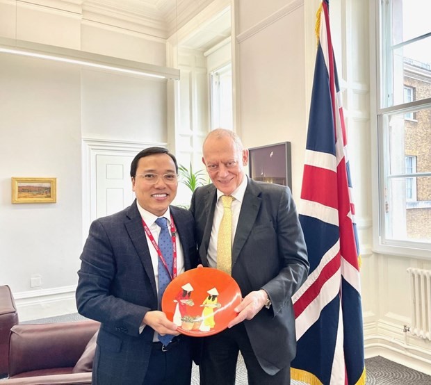 Ambassador Nguyen Hoang Long (left) and the UK’s Minister for Investment Lord Gerry Grimstone (Photo: VNA)