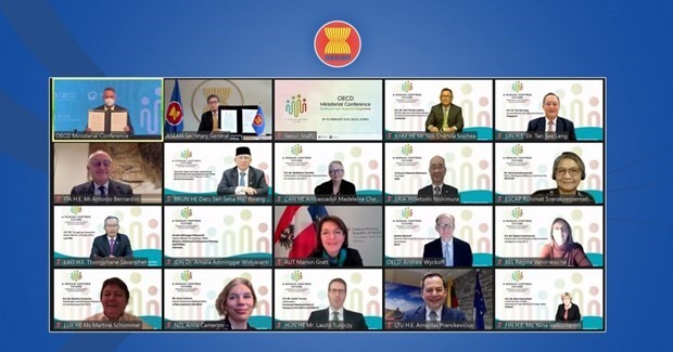 At the online conference between ASEAN and OECD officials. (Photo: asean.org)