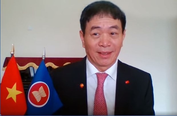 Ambassador Nguyen Hai Bang, Permanent Representative of Vietnam to ASEAN, attended the second meeting of the ASEAN-Italy Development Partnership Committee (AI-DPC) on June 10. (Photo: VNA)