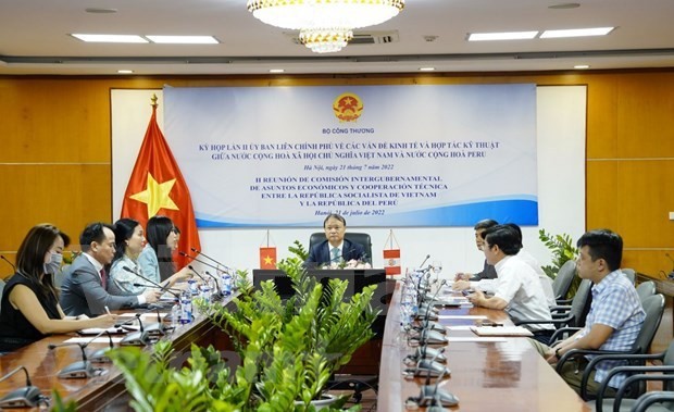 The second meeting of the Intergovernmental Commission on Economic Affairs and Technical Cooperation between Vietnam and Peru is held recently via video teleconference. (Photo: Ministry of Industry and Trade) The second meeting of the Intergovernmental Commission on Economic Affairs and Technical Cooperation between Vietnam and Peru is held recently via video teleconference. (Photo: Ministry of Industry and Trade)