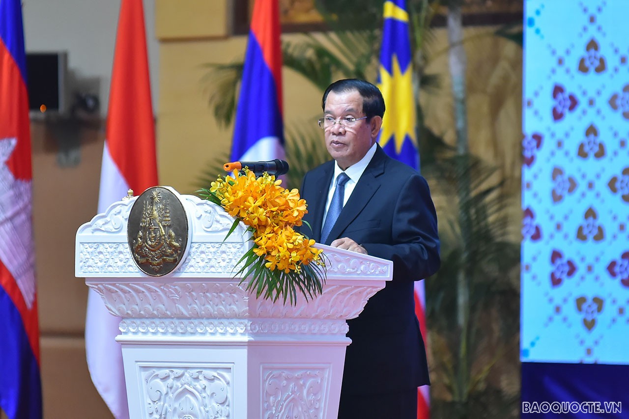 PM Hun Sen speaks at the event. (Photo: Tuan Anh)