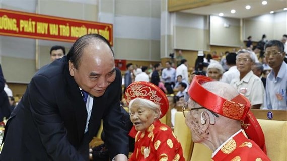 President attends ceremony for Action Month for Elderly. (Source: VNA)
