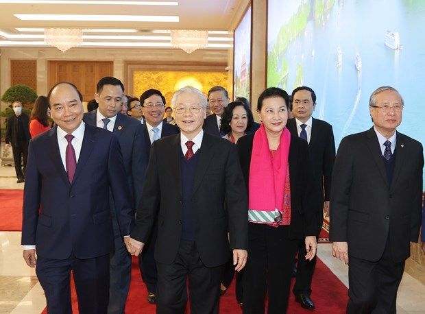 he event is attended by top Vietnamese leaders. (Photo: VNA)