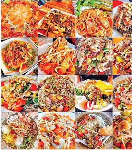 The salad dishes of Khua Lao restaurant. (Photo by Hoang Phuc)
