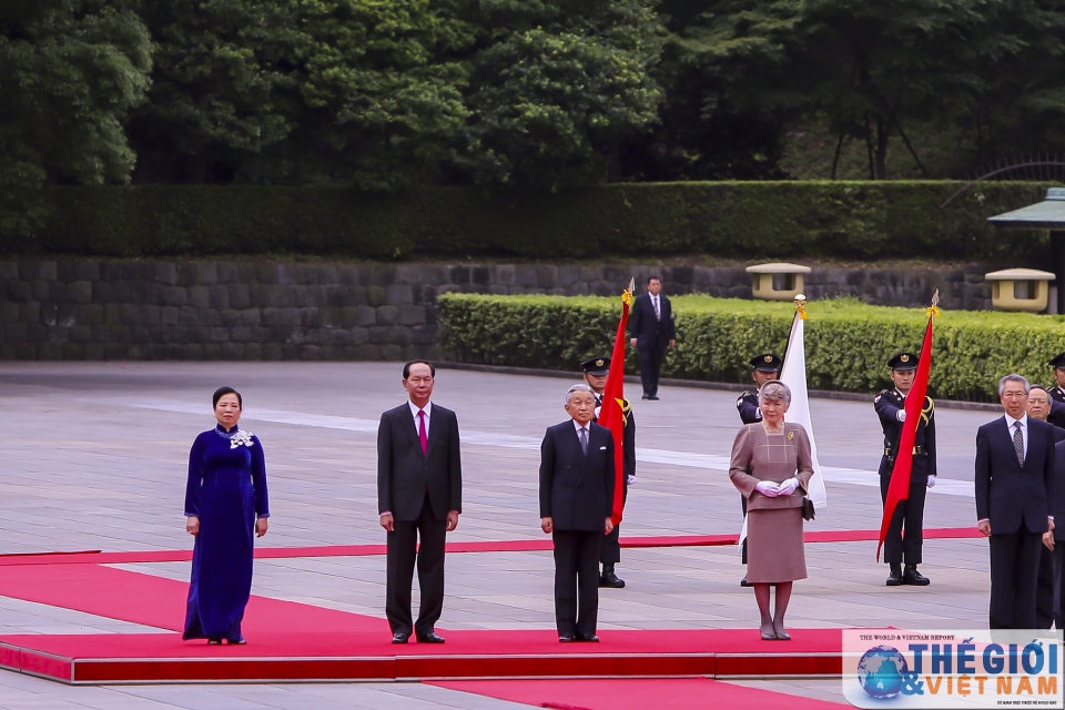 welcome ceremony for president tran dai quang at tokyo imperial palace