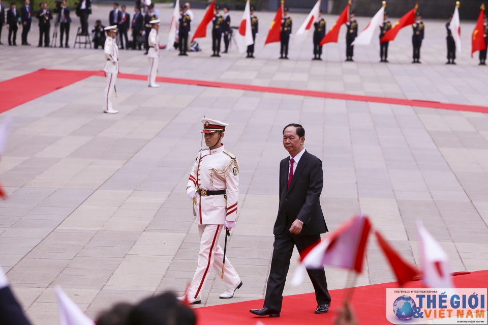 welcome ceremony for president tran dai quang at tokyo imperial palace