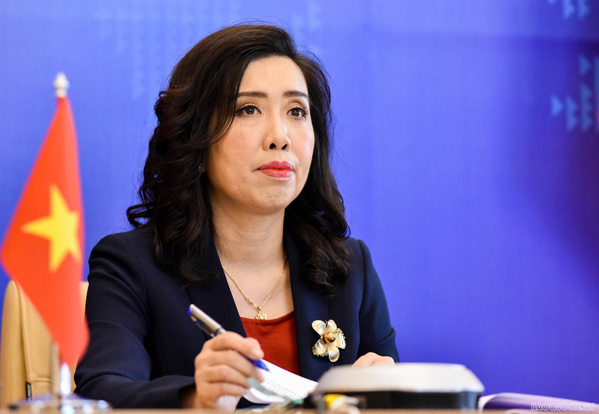Người phát ngôn Bộ Ngoại giao Lê Thị Thu Hằng. (Ảnh: Nguyễn Hồng) Người phát ngôn Bộ Ngoại giao Lê Thị Thu Hằng. (Ảnh: Nguyễn Hồng)