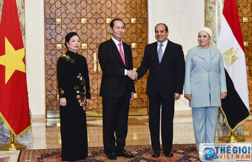 President Tran Dai Quang holds talks with Egyptian counterpart