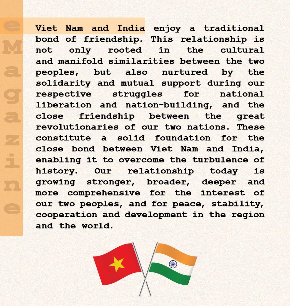 essay on vietnam and india friendship