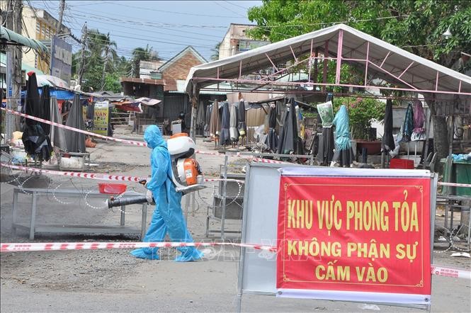 Công tác phòng, chống dịch Covid-19 trên địa bàn tỉnh Tiền Giang hiện đang diễn ra rất khẩn trương. (Nguồn: TTXVN)