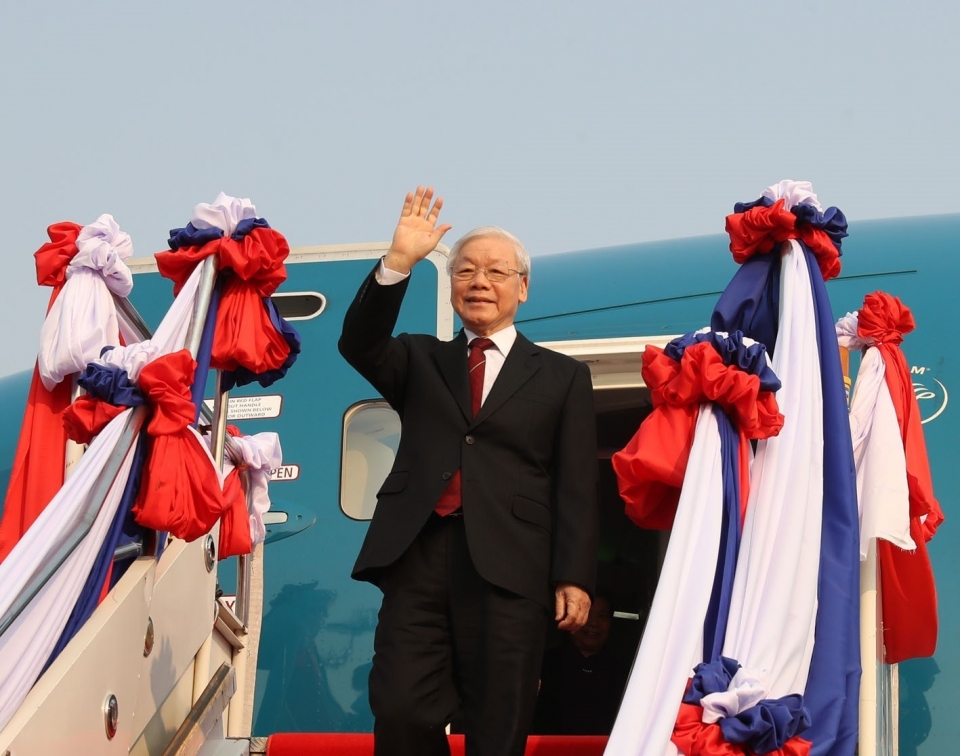 top vietnamese leader leaves hanoi for visits to laos cambodia