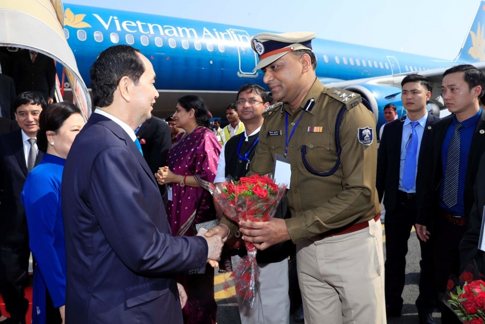 president tran dai quang arrives in new delhi for state visit to india