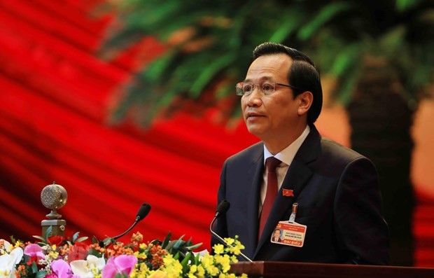 Minister of Labour, Invalids and Social Affairs Dao Ngoc Dung speaks at a working session of the 13th National Party Congress. (Photo: VNA)