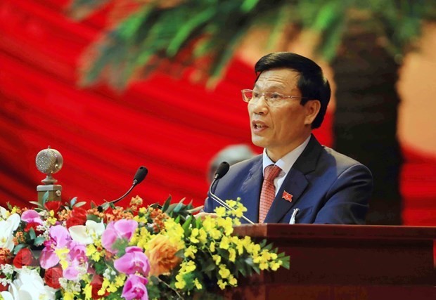 Minister of Culture, Sports and Tourism Nguyen Ngoc Thien speaks at a working session of the 13th National Party Congress. (Photo: VNA)
