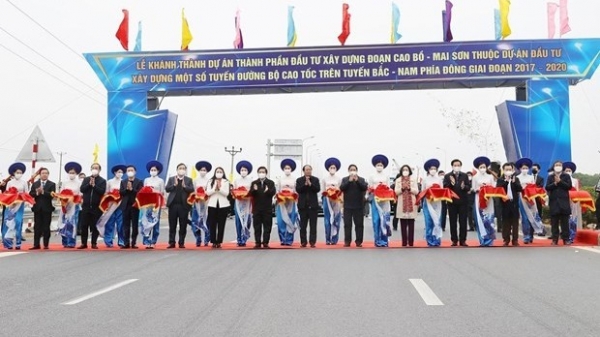 PM Pham Minh Chinh attends inauguration of Cao Bo-Mai Son expressway section