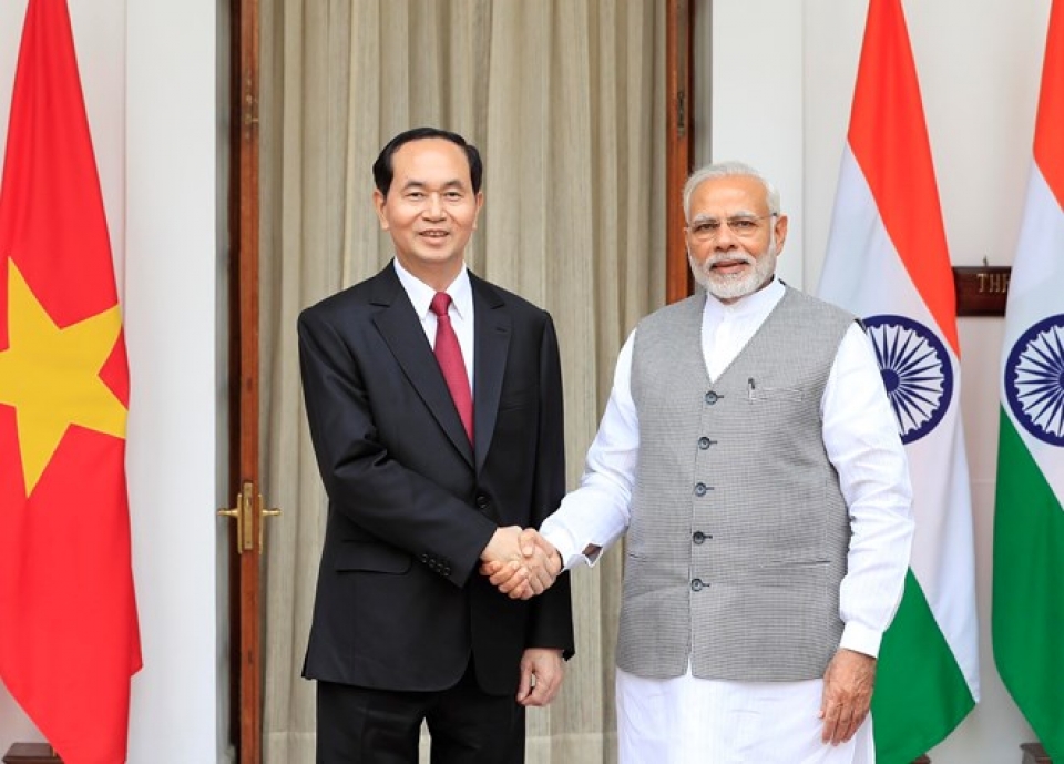 president tran dai quang holds talks with indian pm narendra modi