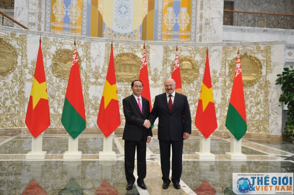 president tran dai quang holds talks with president lukashenko