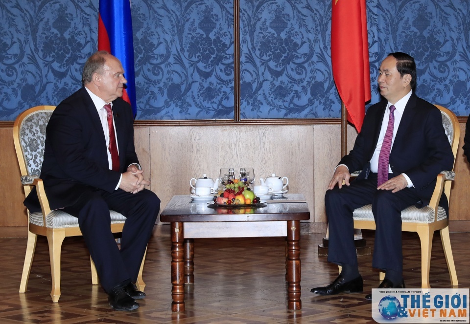 president tran dai quang meets russian communist party leader