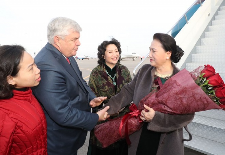na chairwoman arrives in astana for kazakhstan visit