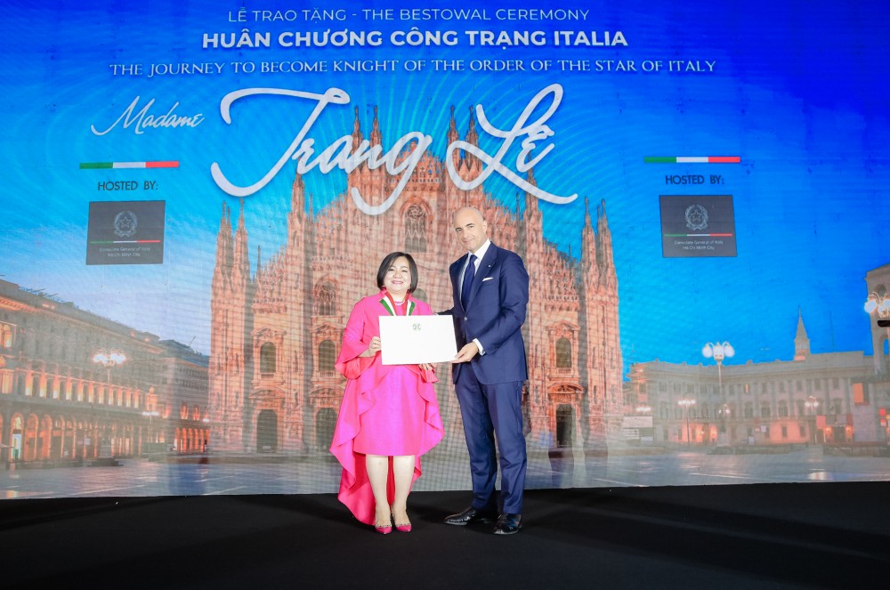 Ms. Trang Le: Honored to receive the Knighthood of the Order of Merit of the Star of Italy