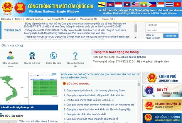 Border gate congestion warning function launched on national single-window portal. (Photo: VNA)