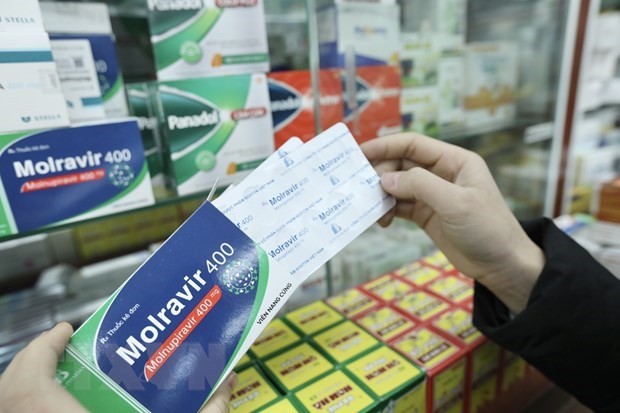A COVID-19 drug containing the active substance Molnupiravir sold at a drugstore (Photo: VNA)