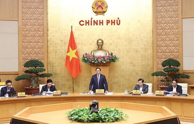 Prime Minister Pham Minh Chinh speaks at the Government meeting. (Photo: VNA)