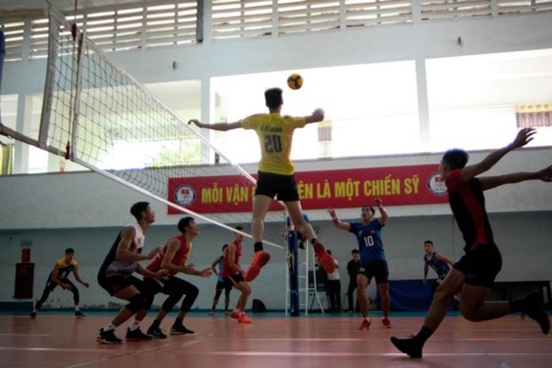The national men's volleyball team train in Hanoi. (Photo: daidoanket.vn)