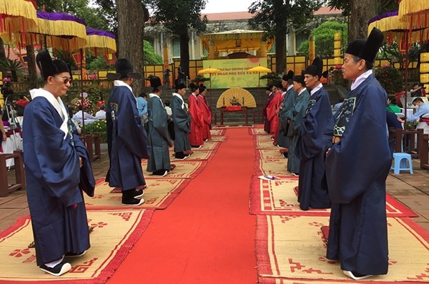 Traditional celebration of Doan Ngo Festival replicated at Thang Long Imperial Citadel in Hanoi. (Photo: nhandan.vn)