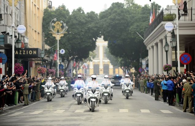 Convoy guiding and escorting North Korean leader Kim Jong-un's delegation. (Photo: baogiaothong) Convoy guiding and escorting North Korean leader Kim Jong-un's delegation. (Photo: baogiaothong)